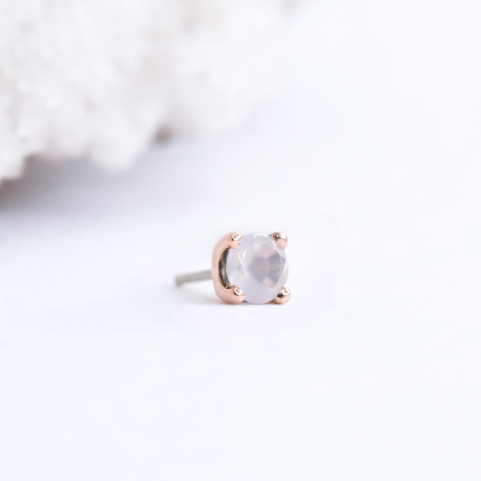 Prong End - White Moonstone - Pressure Fit End Only-Gold - Alchemy - Gem Ends - Pressure Fit - Prong - 2.5mm - Yellow Gold-Alchemy Adornment-