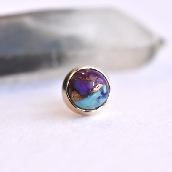 4mm Bezel - Purple Copper Turquoise - Pressure Fit End Only