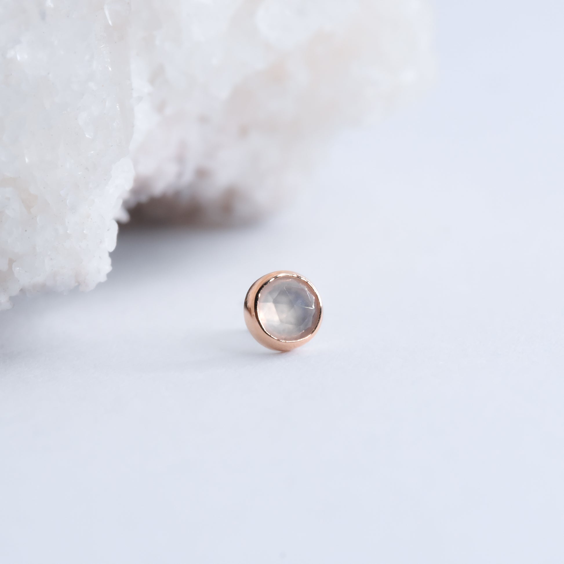 Bezel End - Rose Cut Chalcedony - Pressure Fit End Only-body jewelry-Alchemy Adornment-