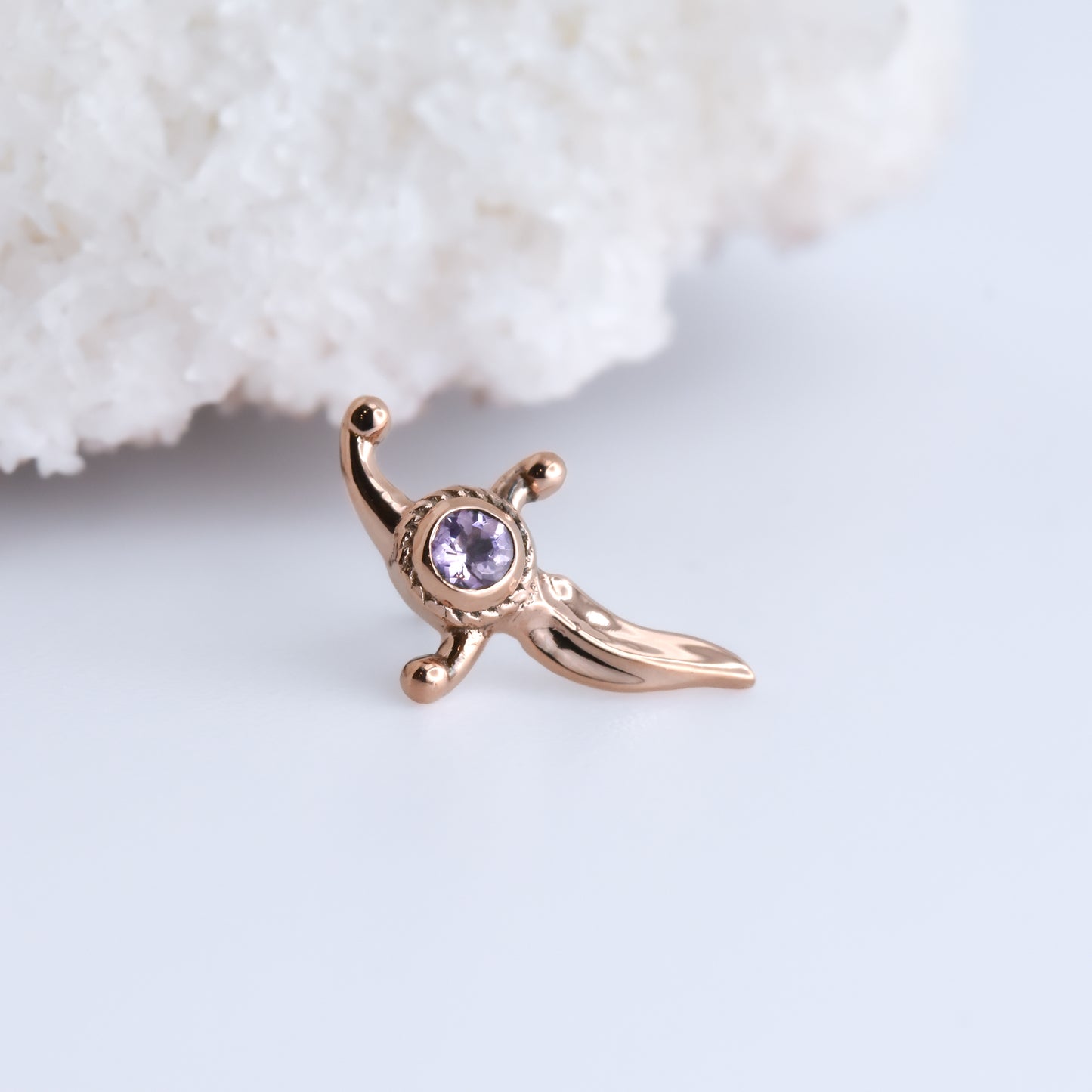 2mm Dagger End - Lavender Amethyst - Pressure Fit End Only-Gold - Alchemy - Gem Ends - Pressure Fit-Alchemy Adornment-