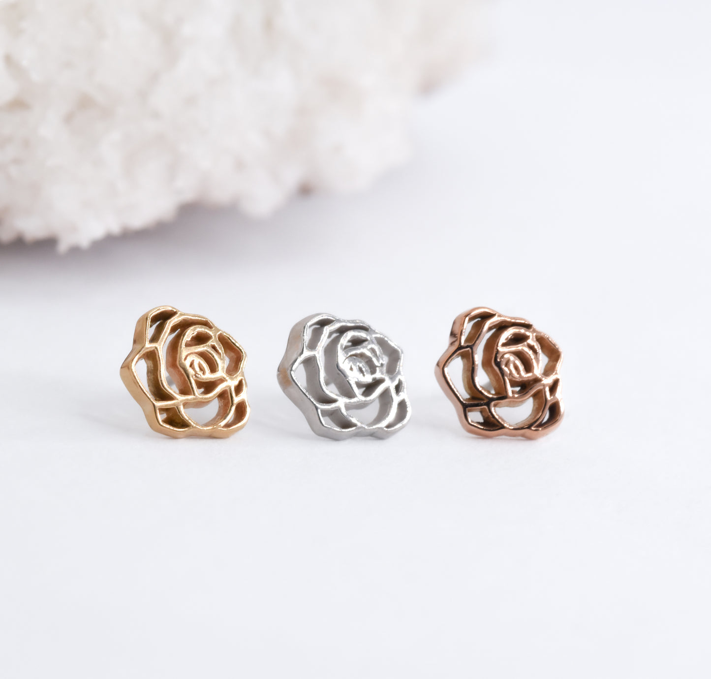 Rosette End - Pressure Fit End Only-body jewelry-Maya Jewelry-Yellow Gold-