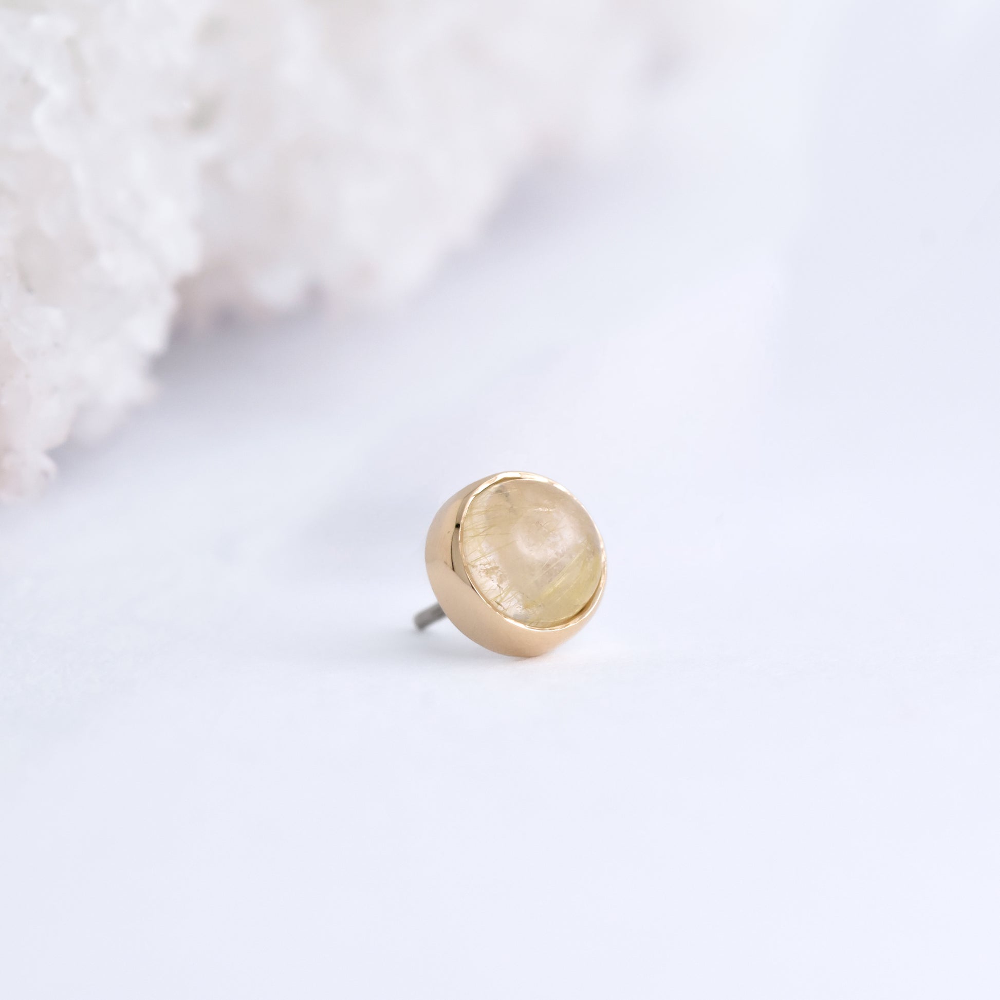 Bezel End - Rutilated Quartz - Pressure Fit End Only-body jewelry-Alchemy Adornment-