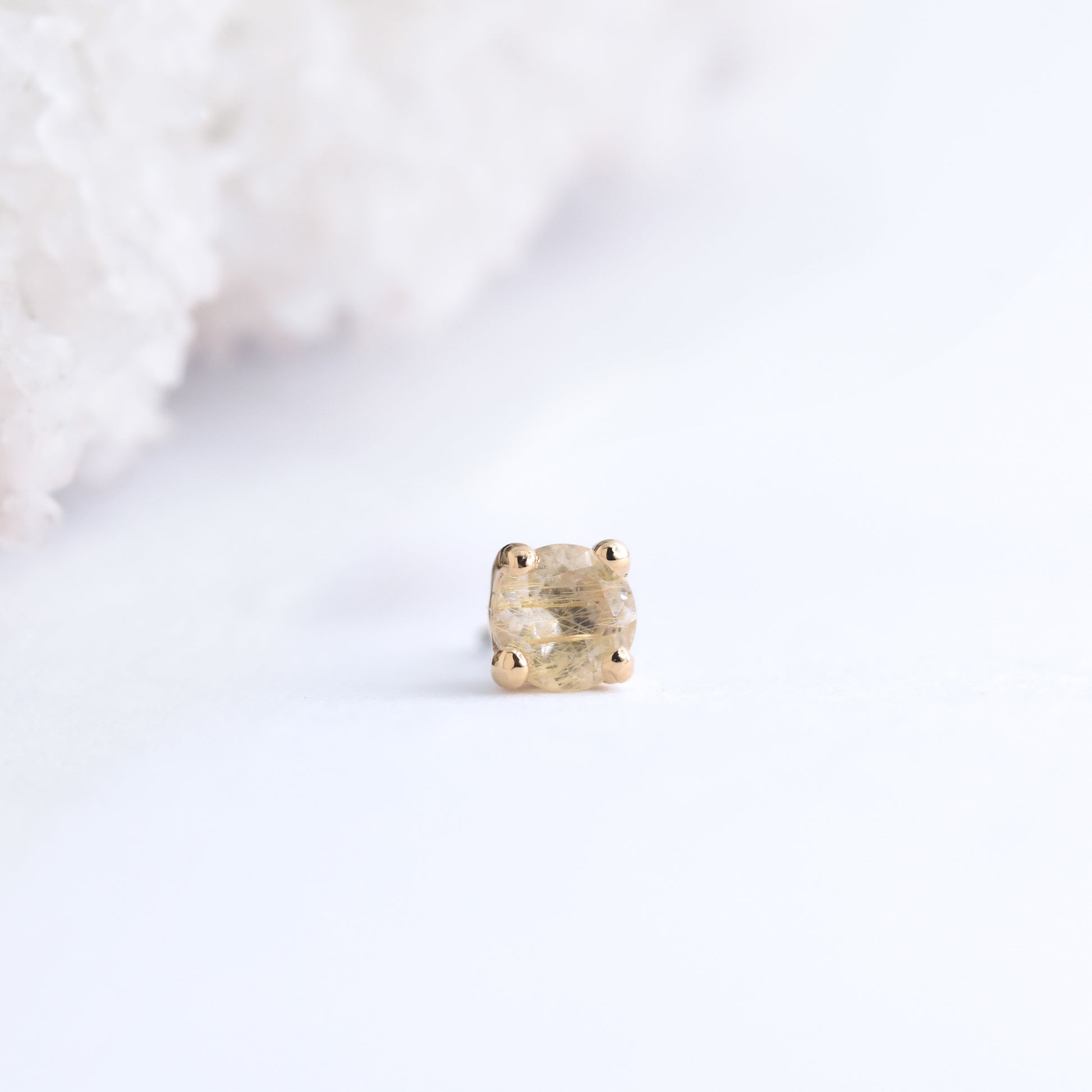 Prong End - Genuine Rutilated Quartz - Pressure Fit End Only-Gold - Alchemy - Gem Ends - Pressure Fit - Prong - 2.5mm - Yellow Gold-Alchemy Adornment-