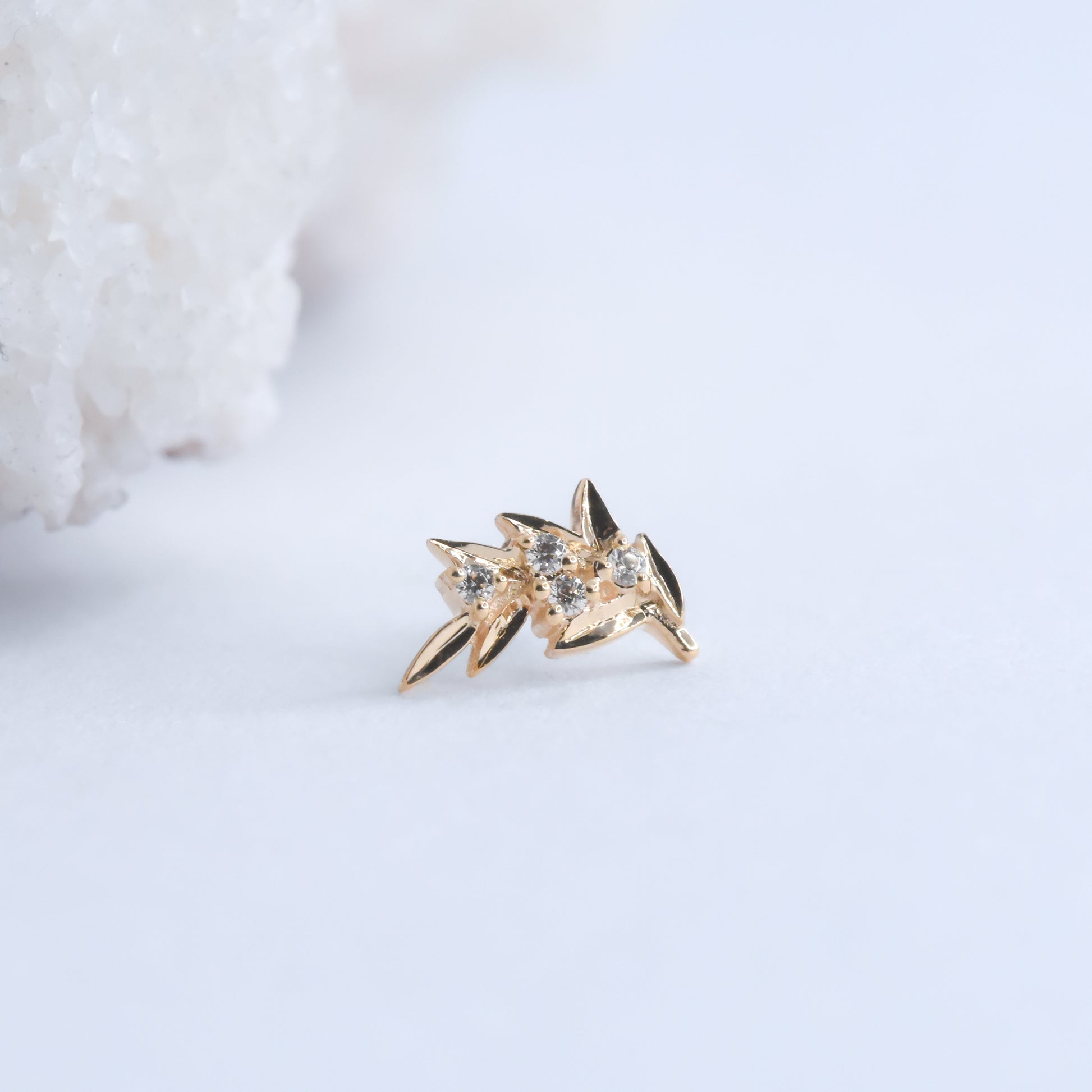 Mini Serenity End - CZ - Pressure Fit End Only-Gold - Mae Body Jewelry - Plain Ends - Rose Gold-Mae Body Jewellery-