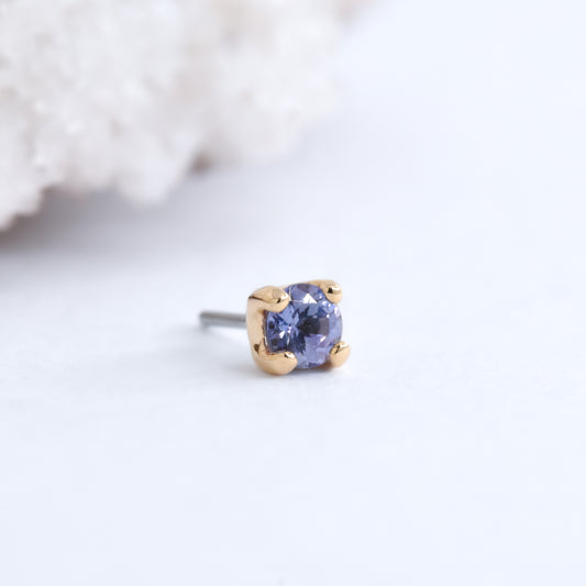 Prong End - Tanzanite - Pressure Fit End Only-body jewelry-Alchemy Adornment-Rose gold-2mm-