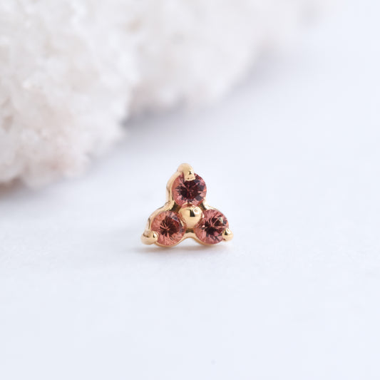 1.5mm Trinity End - Padparadscha Sapphire - Pressure Fit End Only-Gold - Alchemy - Gem Ends - Pressure Fit - Trinity - Yellow Gold-Alchemy Adornment-