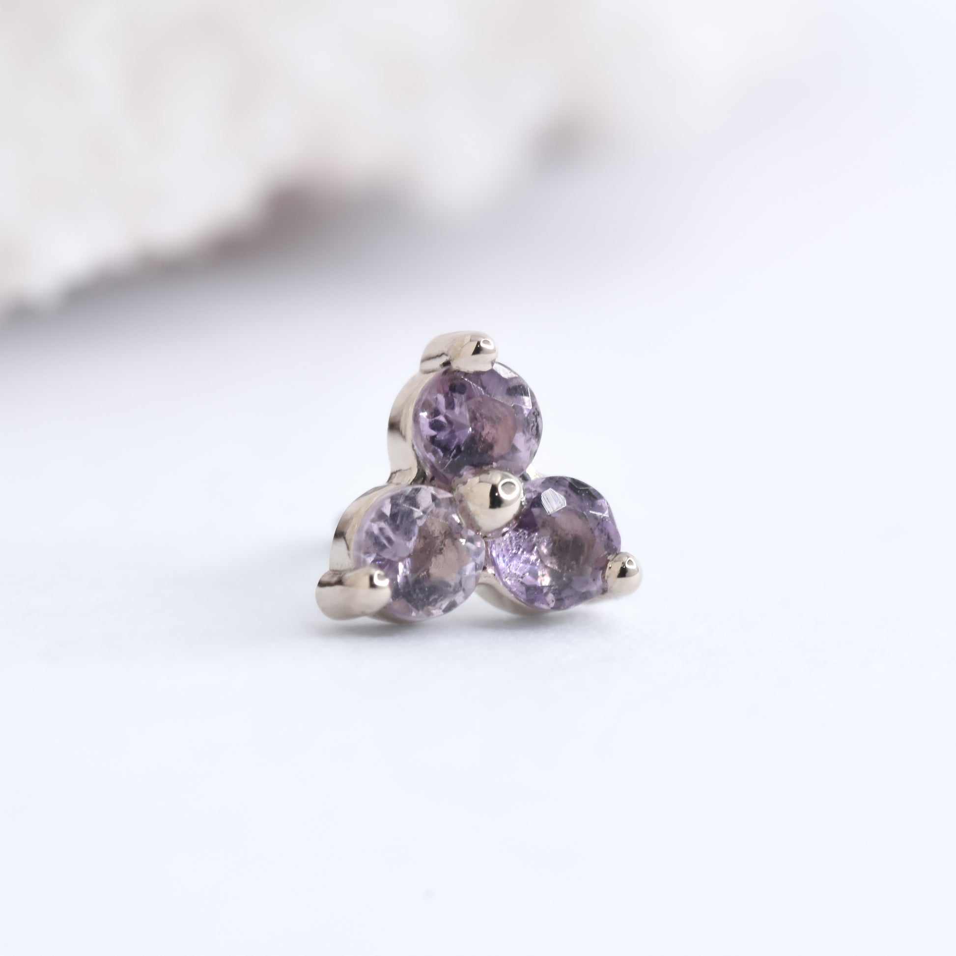 Trinity End - Lilac Amethyst - Pressure Fit End Only-body jewelry-alchemy adornment-White Gold-