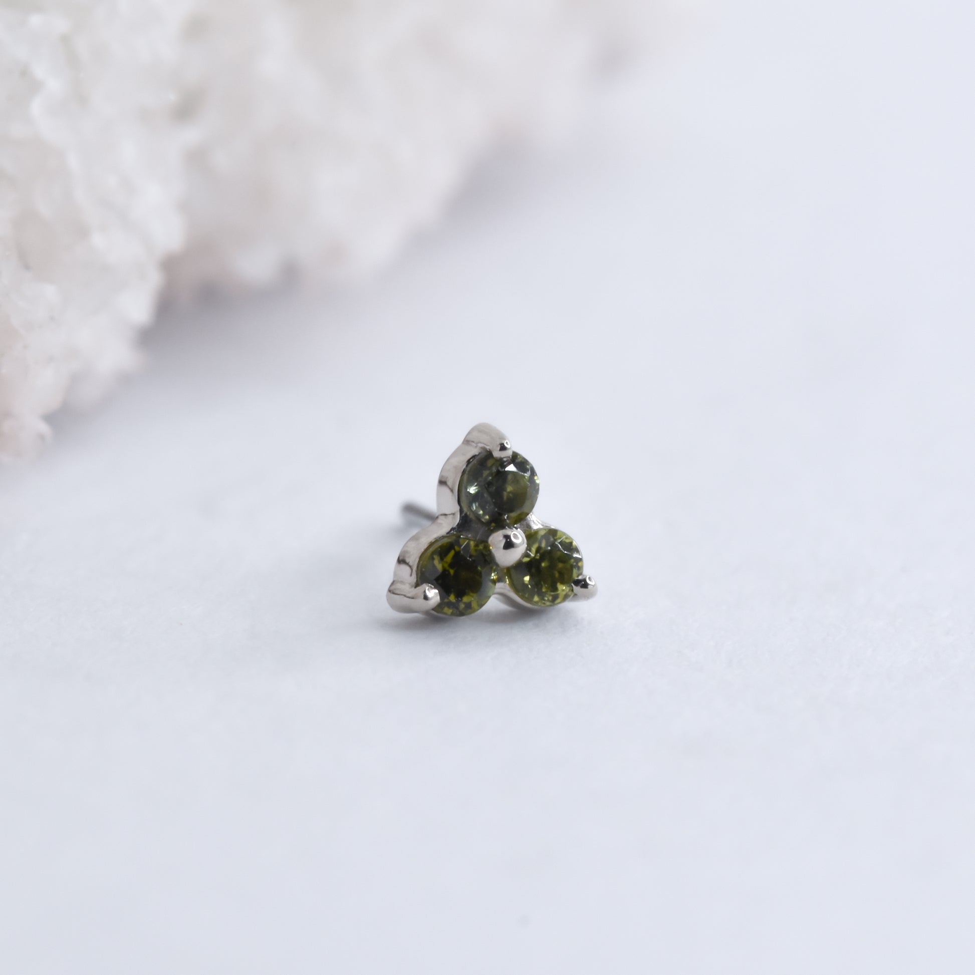 1.5mm Trinity End - Green Tourmaline - Pressure Fit End Only-Gold - Alchemy - Gem Ends - Pressure Fit - Trinity - Yellow Gold-Alchemy Adornment-