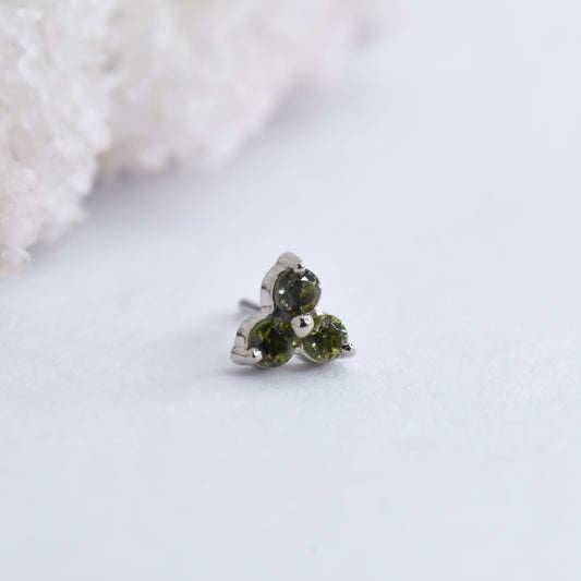 1.5mm Trinity End - Green Tourmaline - Pressure Fit End Only-Gold - Alchemy - Gem Ends - Pressure Fit - Trinity - Yellow Gold-Alchemy Adornment-