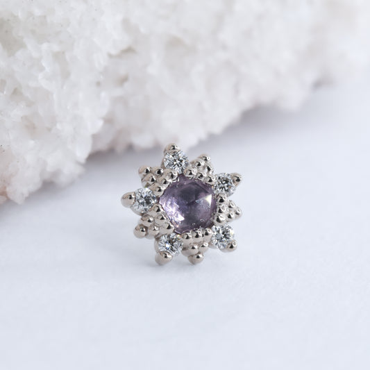 Wren End - Rose Cut Lavender Amethyst & Diamonds - Pressure Fit End Only-body jewelry-Alchemy Adornment-