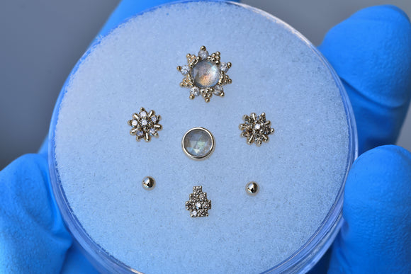 Yellow Gold Curated Setup - Labradorite/Champagne Diamonds