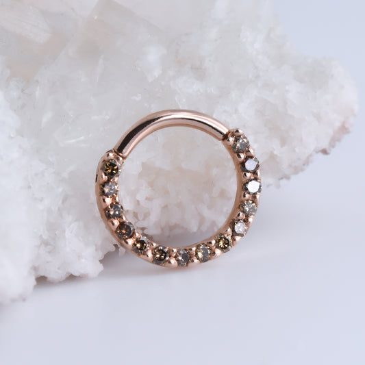 Hinged Gem Snap Ring - Cognac Diamonds-body jewelry-Alchemy Adornment-