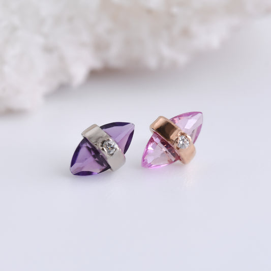 Crystalized End - Pressure Fit End Only-Gold - Pupil Hall - Ends - White Gold-Pupil Hall-White gold Amethyst-