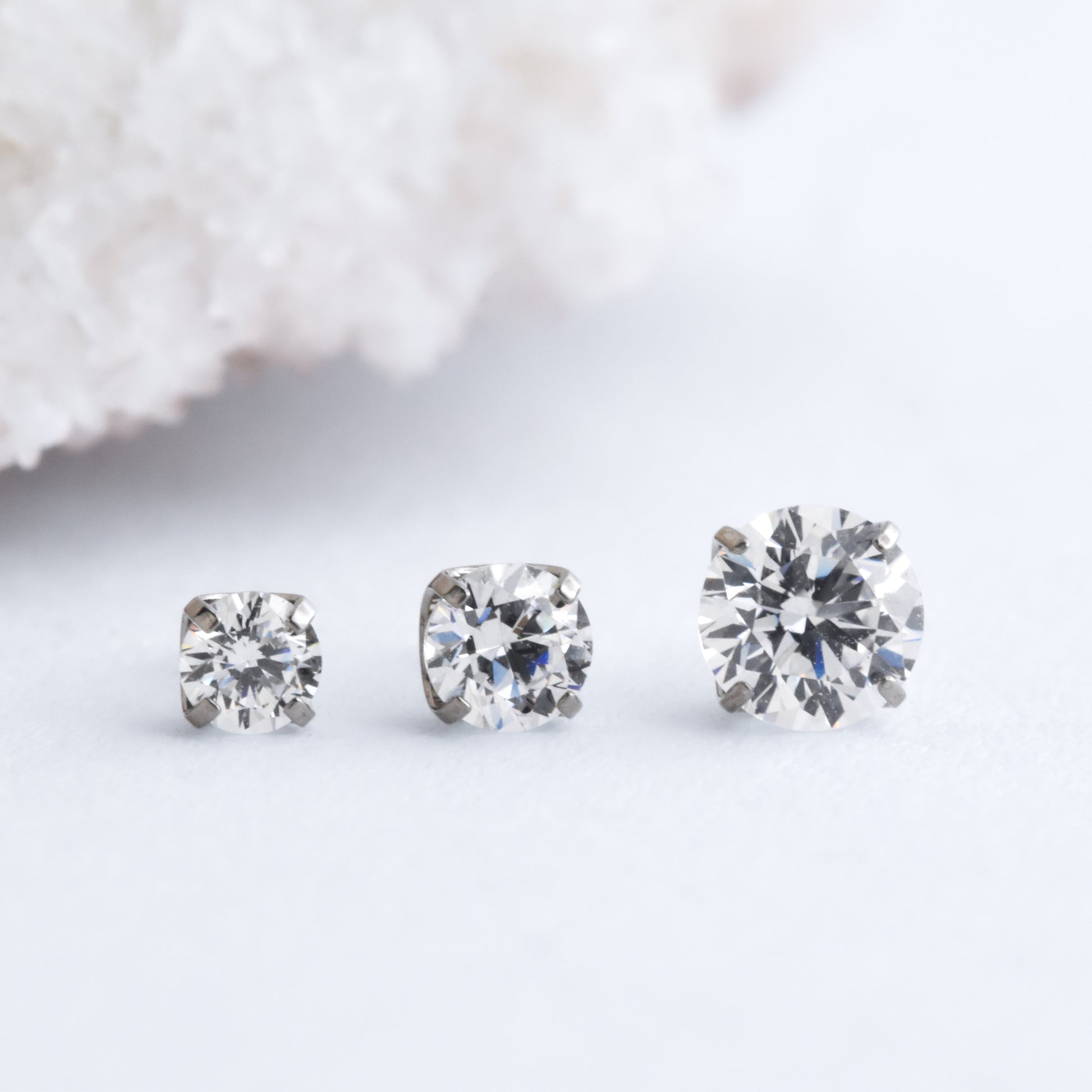 Titanium Prong Set End - Clear CZ - Pressure Fit End Only-Neometal-2mm-