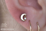 6mm Moon with 1.5mm Dangle - CZ - Pressure Fit End Only