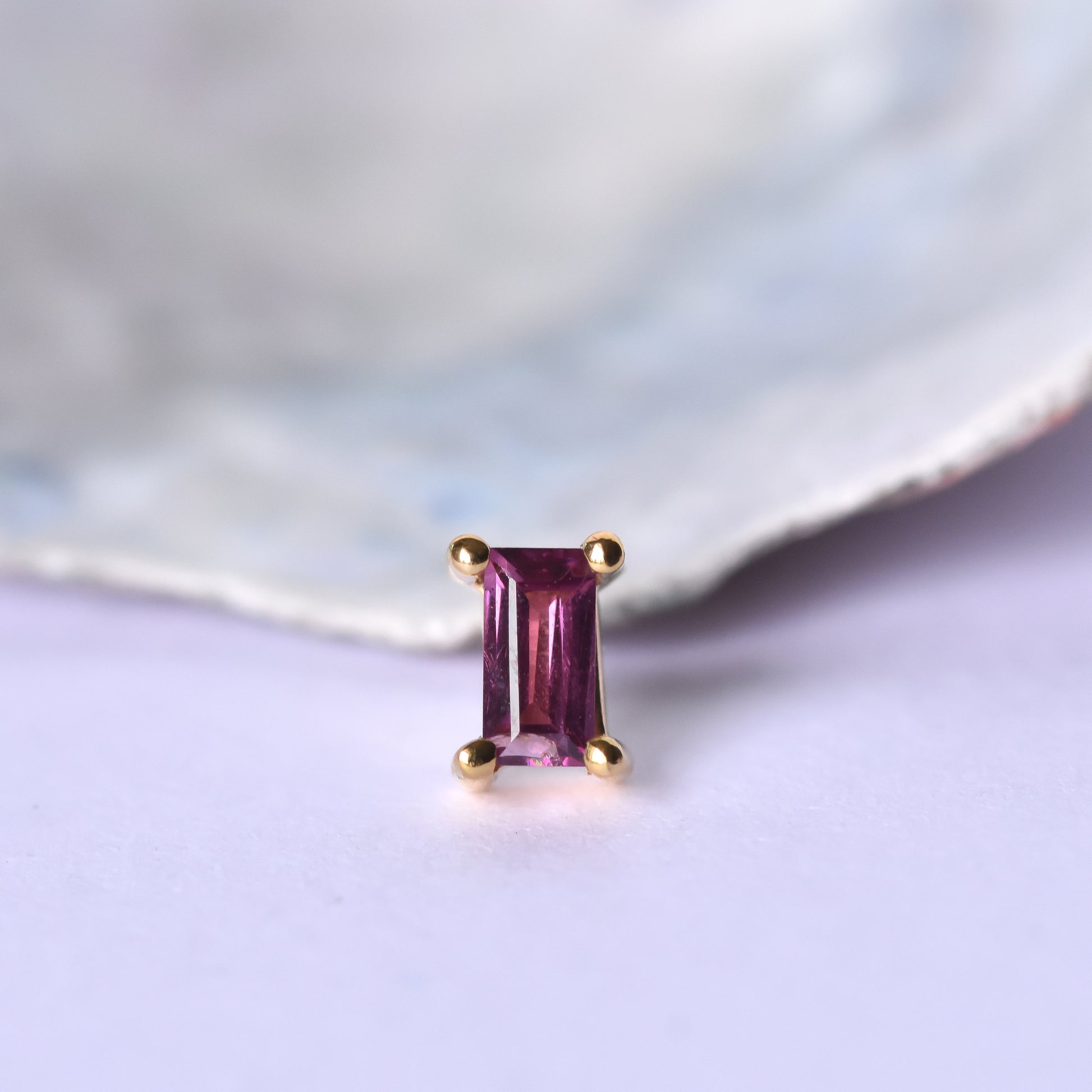 Dream Prong End - Rhodolite Garnet - Pressure Fit End Only-body jewelry-Quetzalli Jewelry-