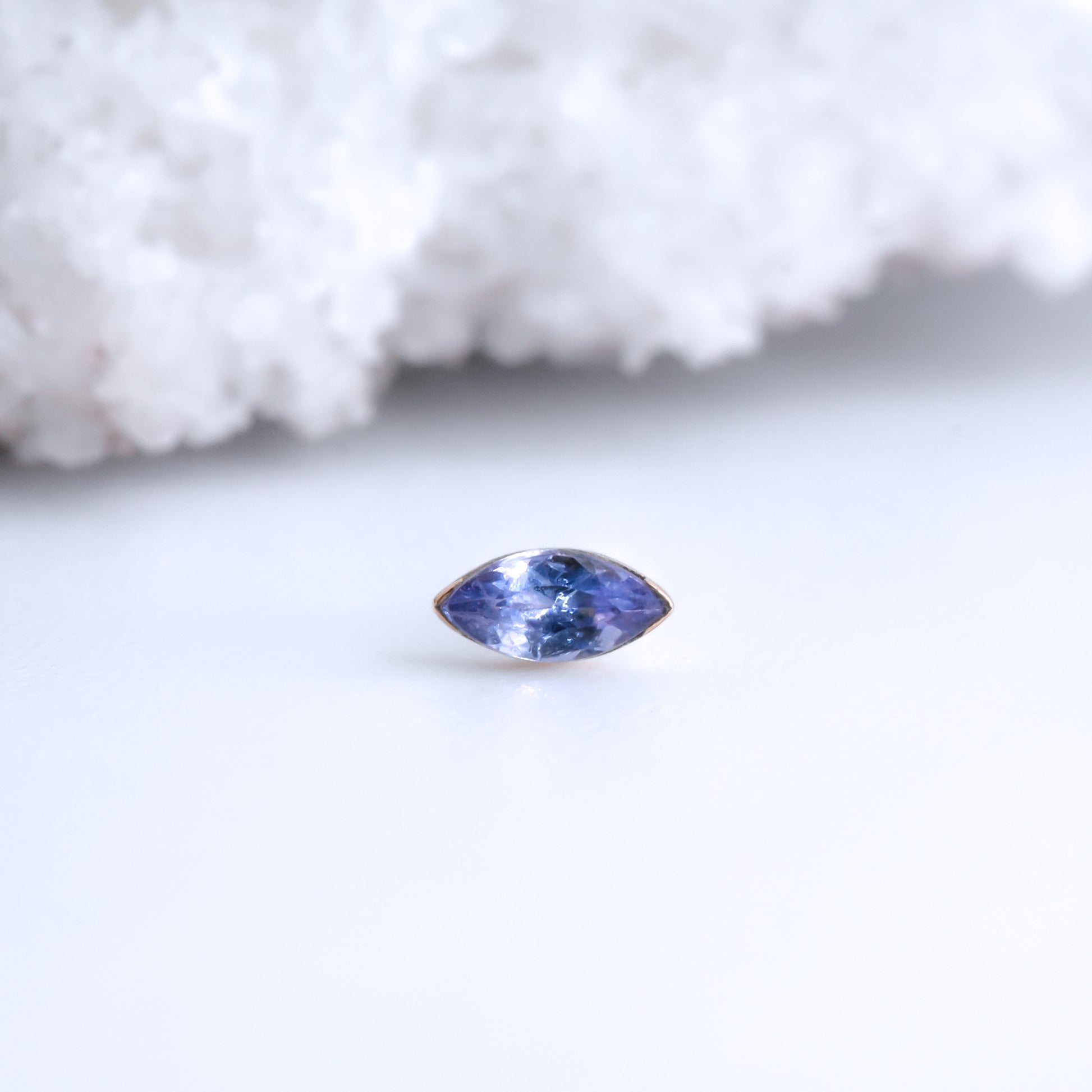 Marquise Bezel End - Tanzanite - Pressure Fit End Only-Gold - Anatometal - Ends - Gemmed Ends - Pressure Fit - Rose Gold-Anatometal-
