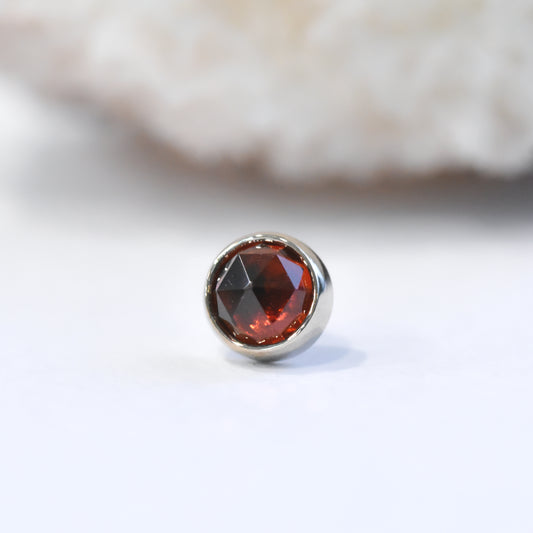 4mm Bezel - Rose Cut Garnet - Pressure Fit End Only-body jewelry-Alchemy Adornment-White-