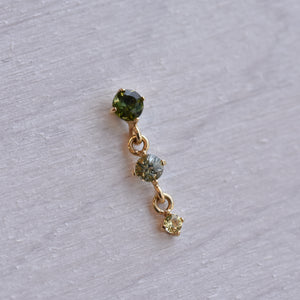 2.5mm Tiffany Dangle - Green Tourmaline/Green Sapphire/Yellow Sapphire - Pressure Fit End Only