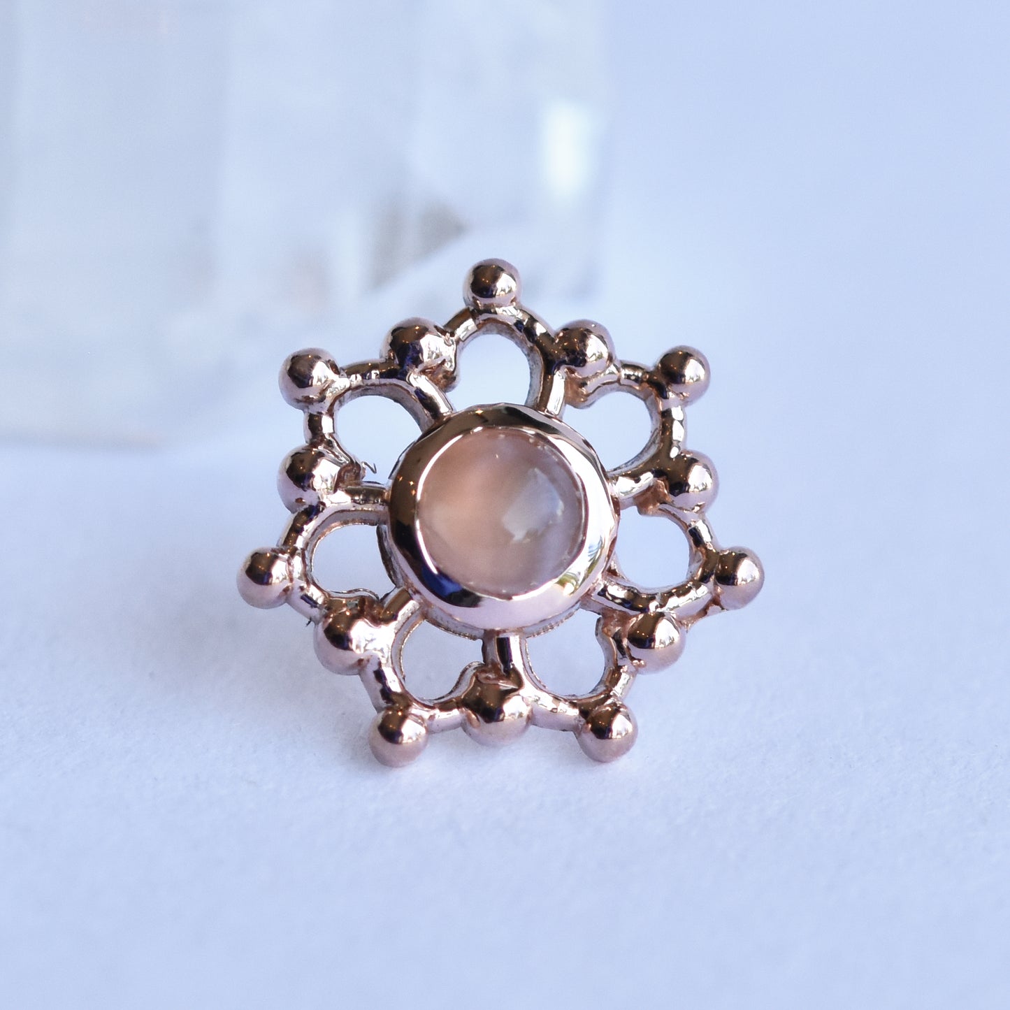 3mm Krystal - Peach Moonstone - Pressure Fit End Only-body jewelry-Alchemy Adornment-