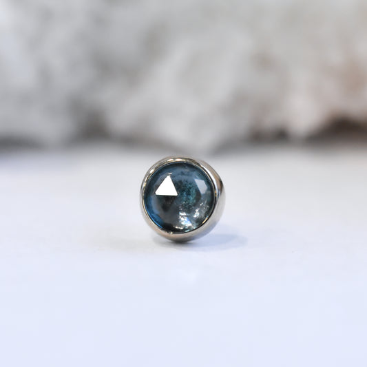 3mm Bezel - Rose Cut London Blue Topaz - Pressure Fit End Only-body jewelry-Alchemy Adornment-