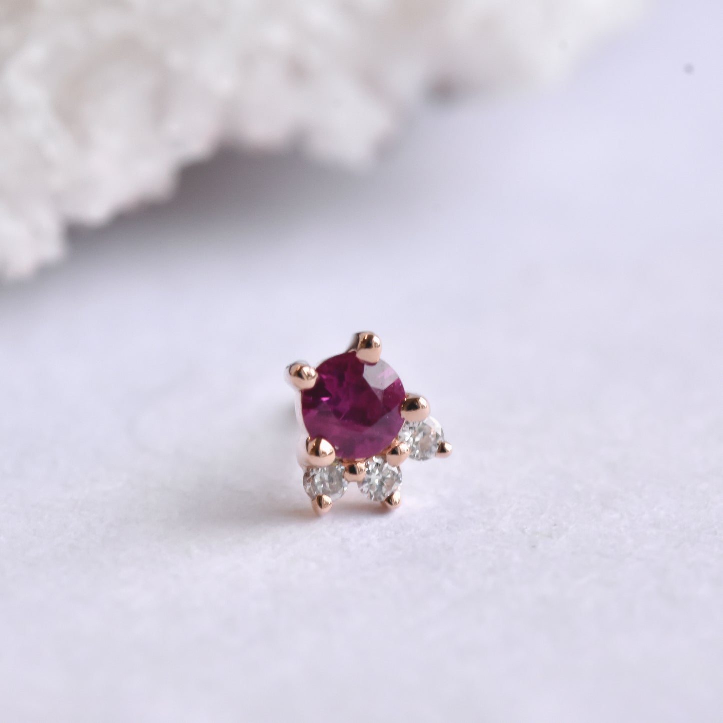 Leia End - Ruby and Diamonds - Pressure Fit End Only-Gold - Modern Mood - Ends - Rose Gold-Modern Mood-