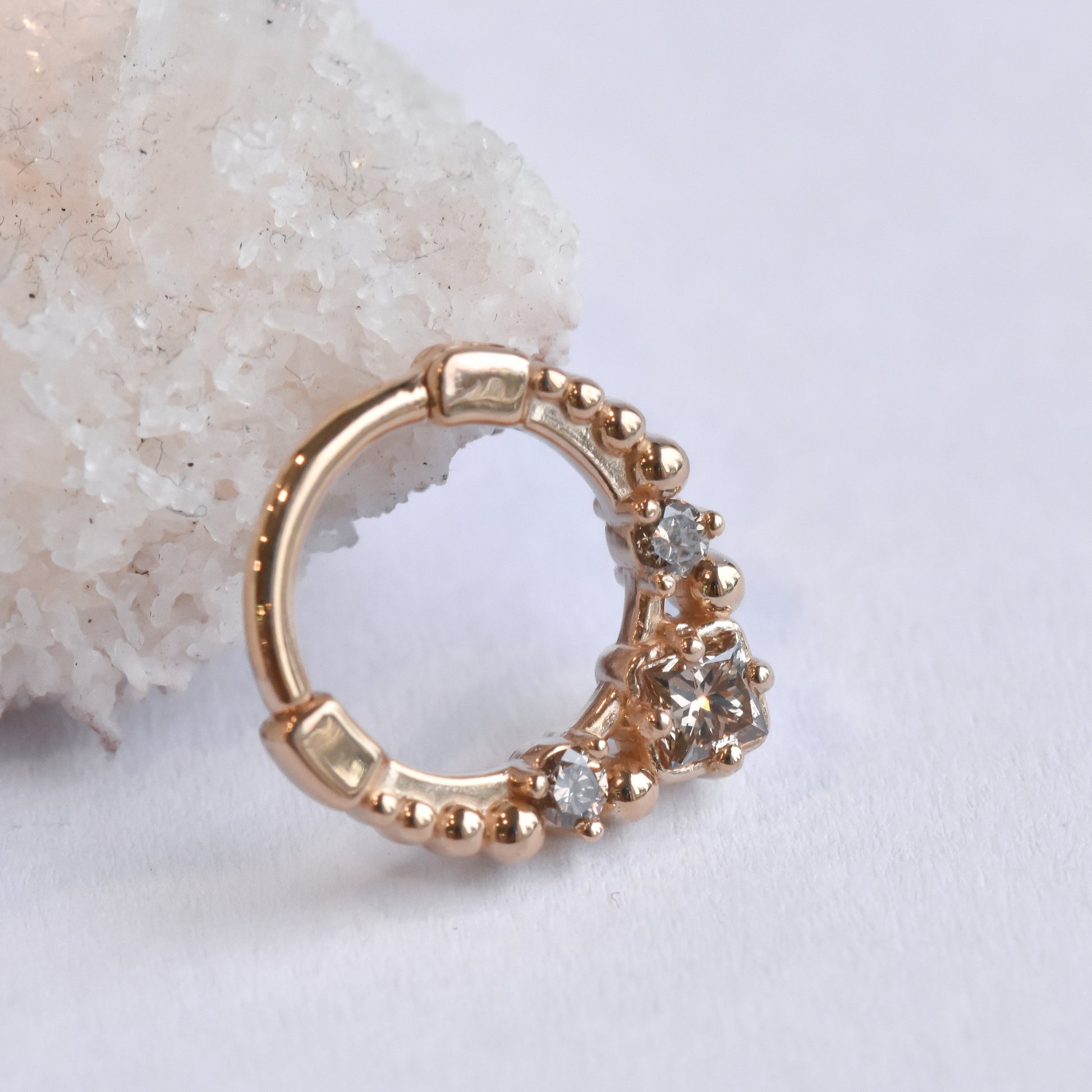Manda Snap Ring - Genuine Champagne Diamonds-body jewelry-alchemy adornment-