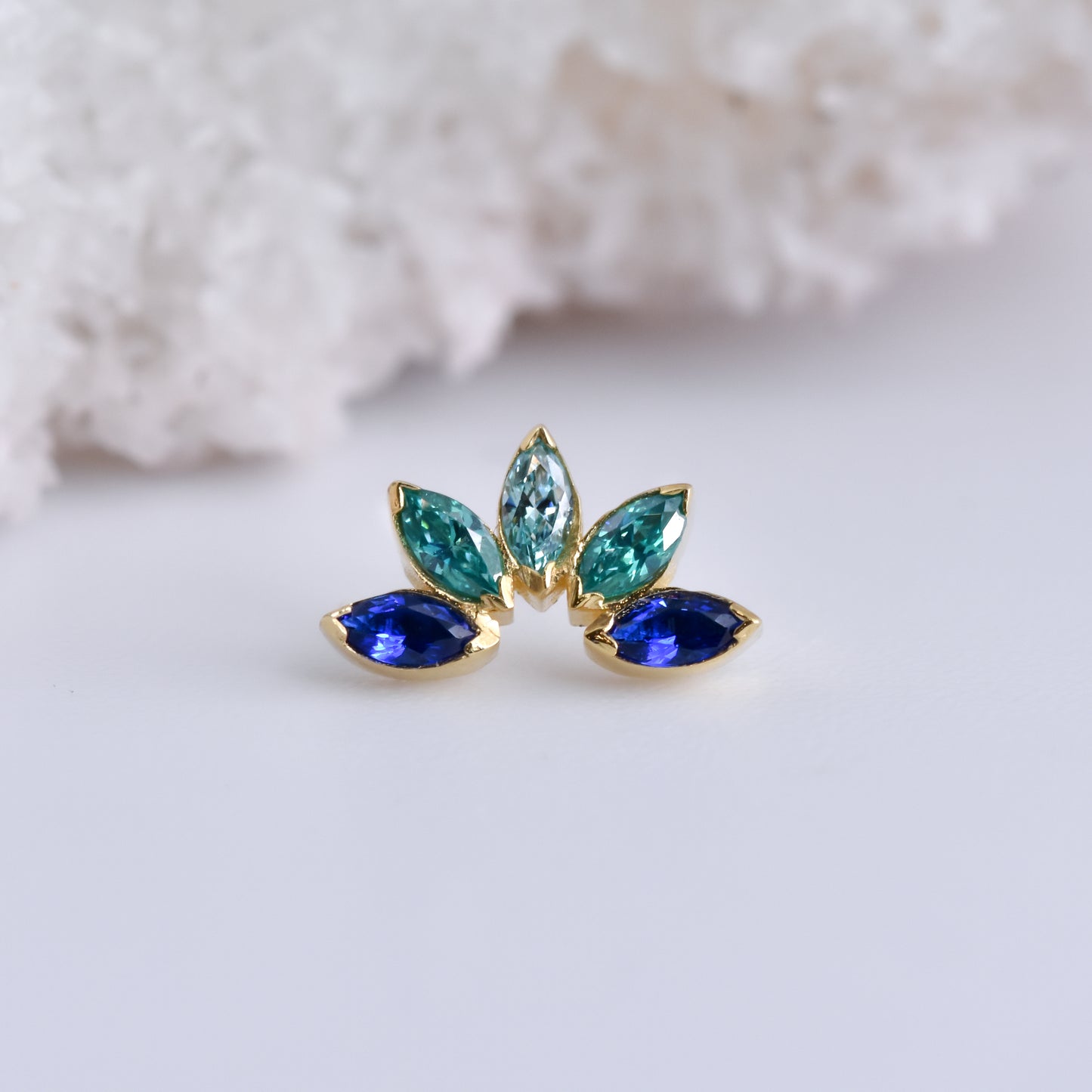 5 Gem Mini Marquise Fan - Blue Ombre - Pressure Fit End Only-body jewelry-Anatometal-