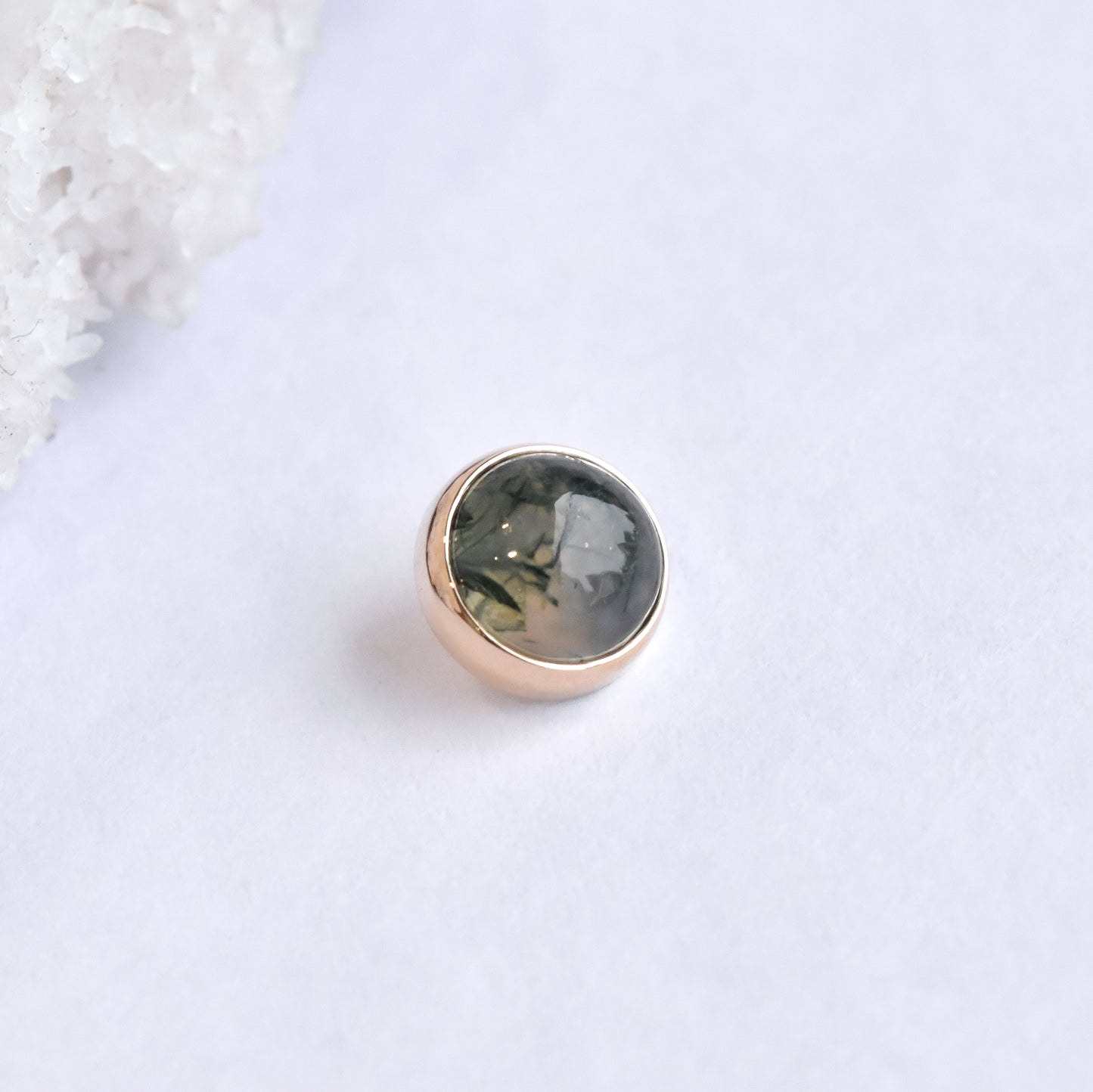 5mm Bezel - Moss Agate - Threaded End Only-body jewelry-Alchemy Adornment-
