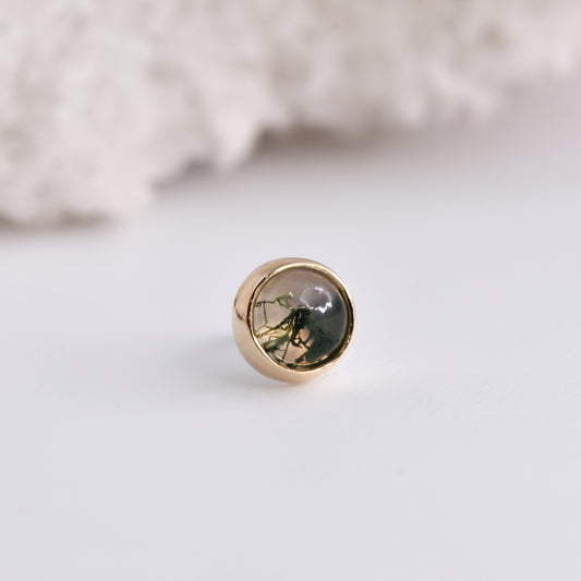 Bezel End - Moss Agate - Pressure Fit End Only-body jewelry-Alchemy Adornment-