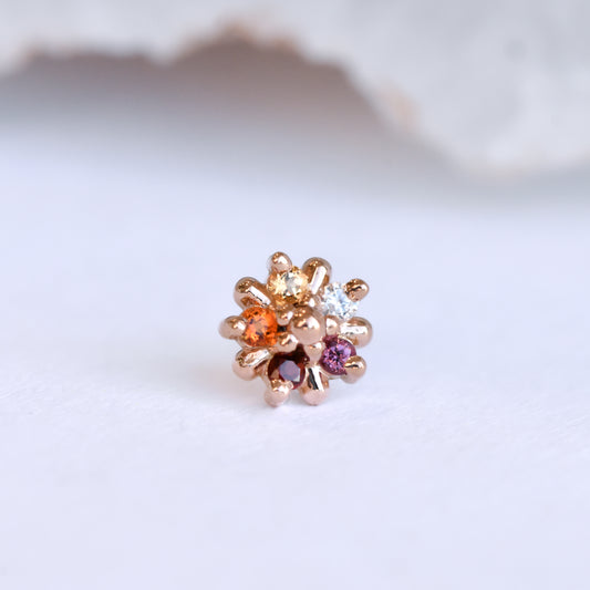 Arya Star End - Poppy Topaz/Honey Topaz/White Zircon/Umbalite Garnet/Mozambique Garnet - Pressure Fit End Only-body jewelry-Alchemy Adornment-