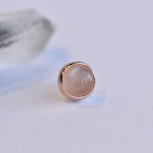 4mm Bezel - Peach Moonstone - Pressure Fit End Only-body jewelry-Alchemy Adornment-