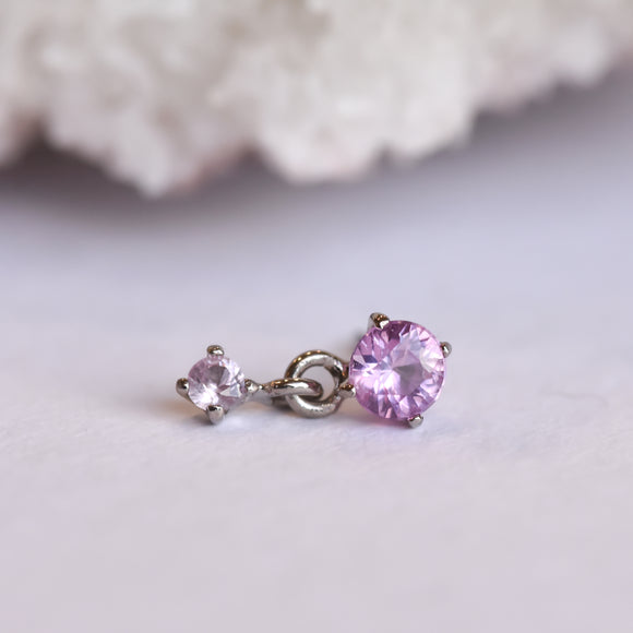 2.5mm Tiffany Dangle - Pink Sapphire - Pressure Fit End Only