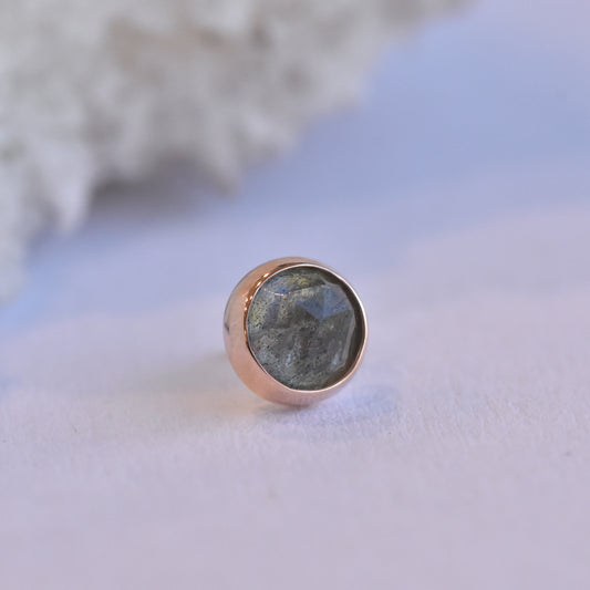 4mm Bezel - Rose Cut Labradorite - Pressure Fit End Only-body jewelry-Alchemy Adornment-