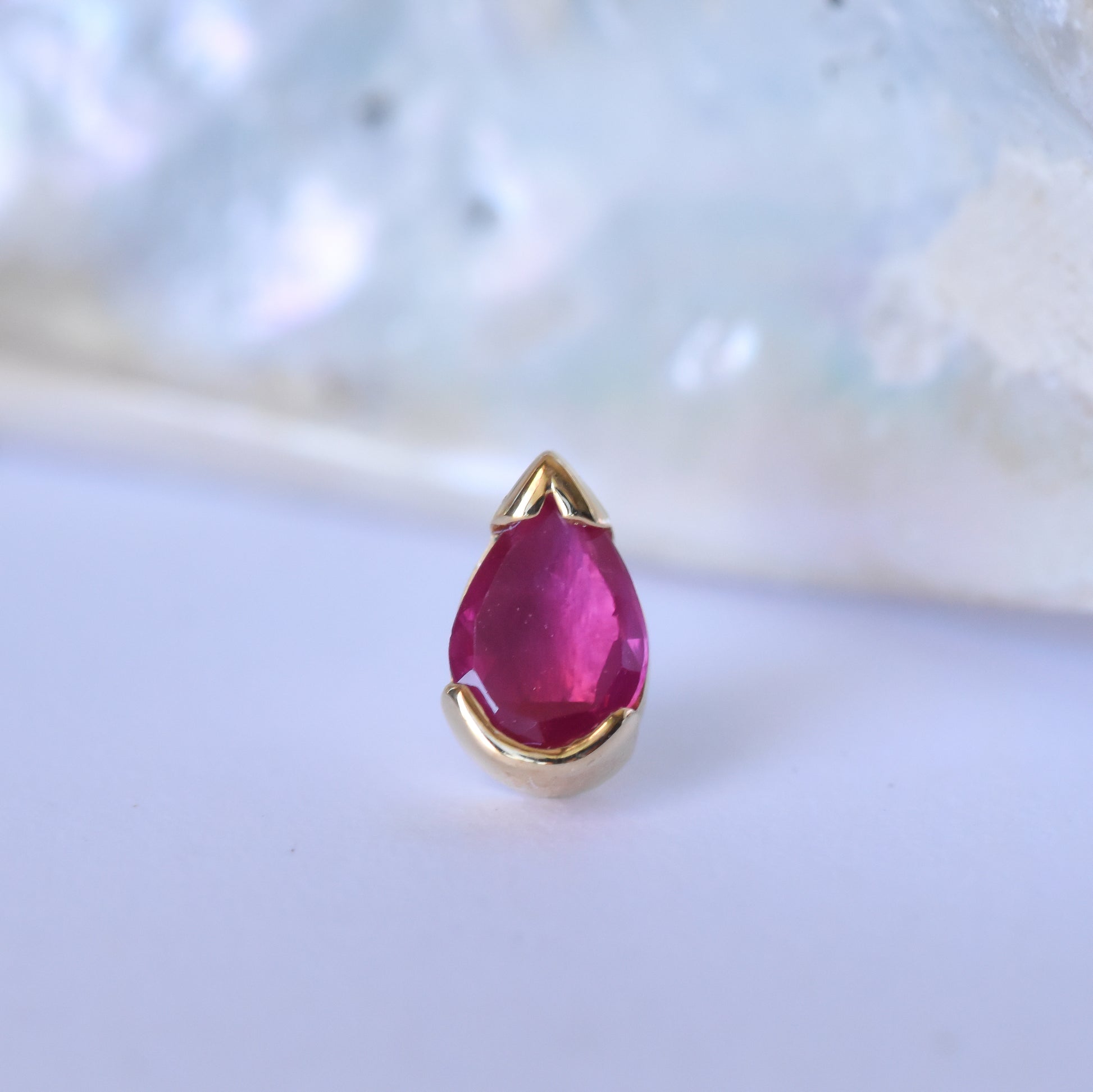 Tulsi End - Genuine Ruby - Pressure Fit End Only-Gold - Quetzalli - Ends - Yellow Gold-Quetzalli-