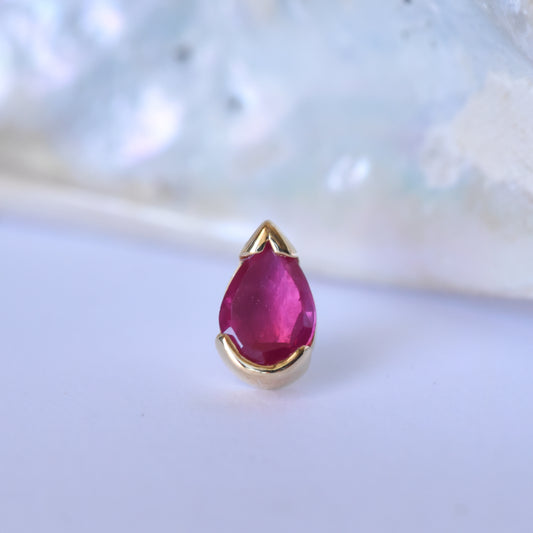 Tulsi End - Genuine Ruby - Pressure Fit End Only-Gold - Quetzalli - Ends - Yellow Gold-Quetzalli-