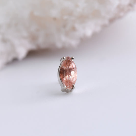 Navette End - Oregon Sunstone - Pressure Fit End Only-body jewelry-Alchemy Adornment-White gold-