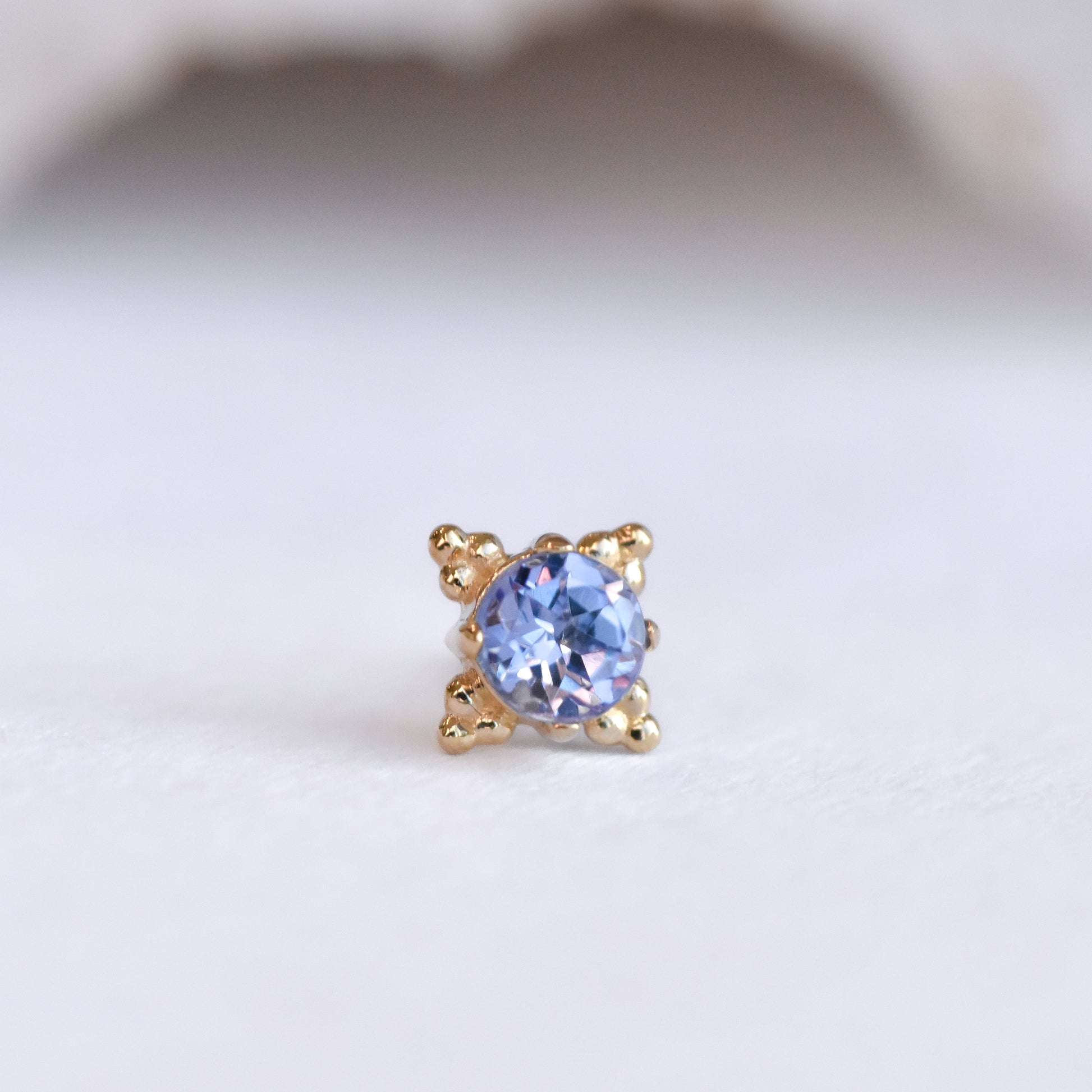 Zia End - Tanzanite - Pressure Fit End Only-body jewelry-Anatometal-Rose gold-