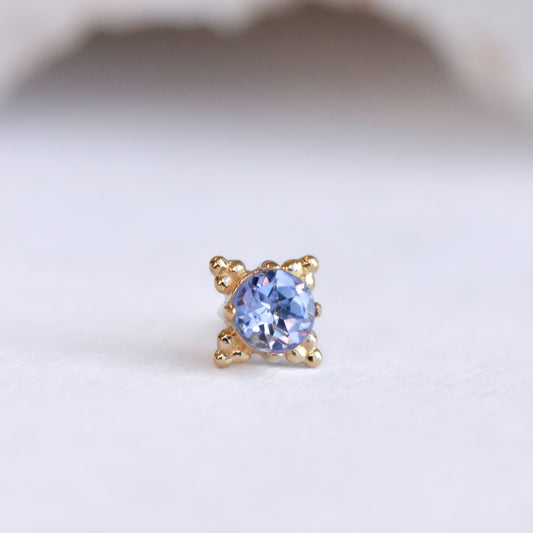 Zia End - Tanzanite - Pressure Fit End Only-body jewelry-Anatometal-Rose gold-