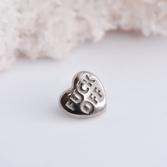 "Fuck Off" Valentine Heart - Threaded End Only-body jewelry-Anatometal-