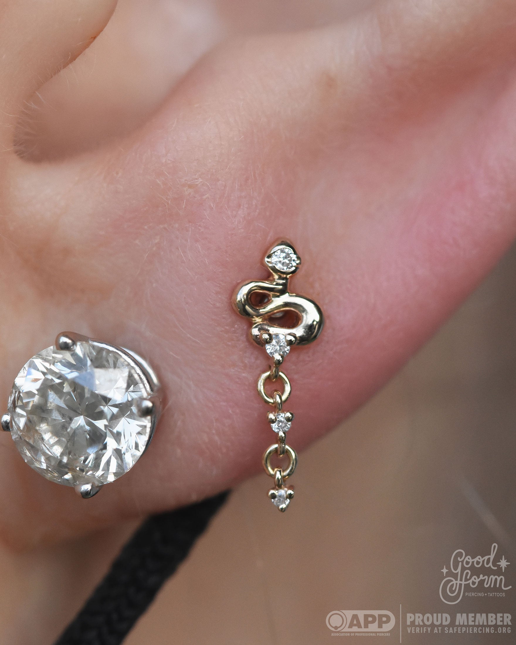 Viper Mini End - Genuine Diamonds - Pressure Fit End Only-body jewelry-Modern Mood-White-