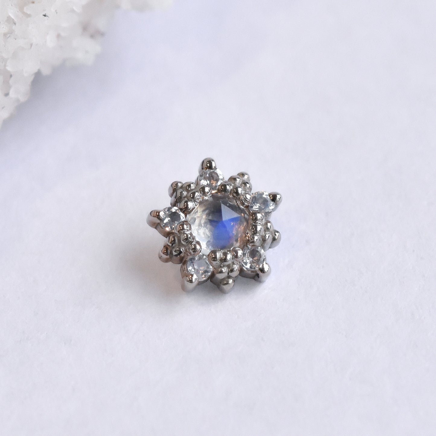 3mm Wren - Rose Cut Moonstone - Threaded End Only-body jewelry-Alchemy Adornment-