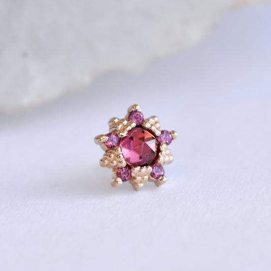 Wren End - Rhodolite Garnet & Umbalite Garnet - Pressure Fit End Only-body jewelry-Alchemy Adornment-