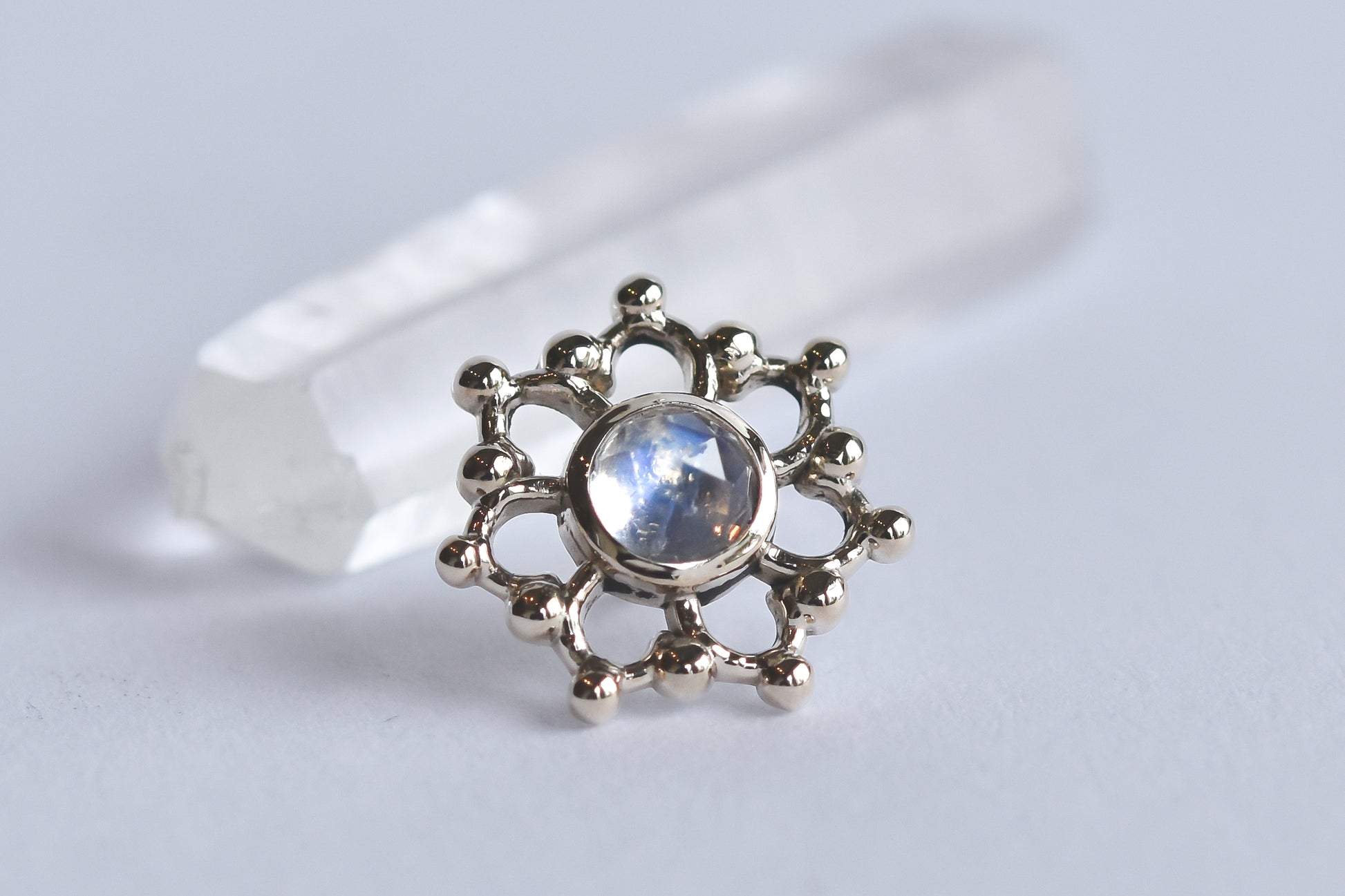 3mm Krystal - Rose Cut Moonstone - Pressure Fit End Only-body jewelry-Alchemy Adornment-