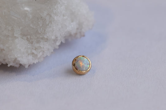 3mm Bezel - White Opal - End Only-body jewelry-Alchemy Adornment-Pressure Fit-