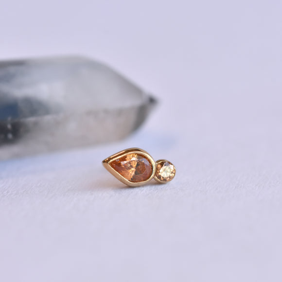 Icon End - Amber CZ - Pressure Fit End Only