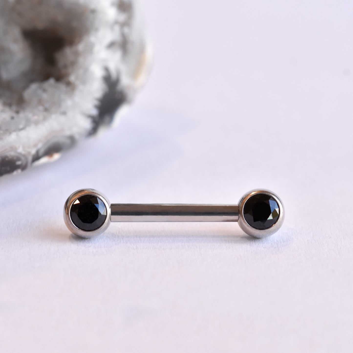 4mm Bezel Side Set End - Black CZ - Pressure Fit End Only-body jewelry-Neometal-