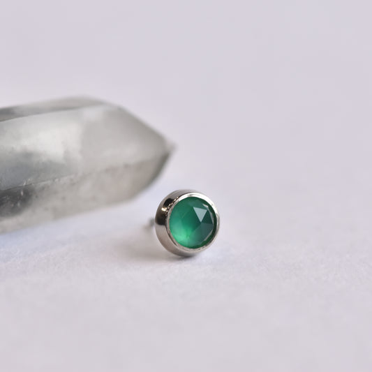 3mm Bezel - Rose Cut Green Onyx - Pressure Fit End Only-body jewelry-Alchemy Adornment-
