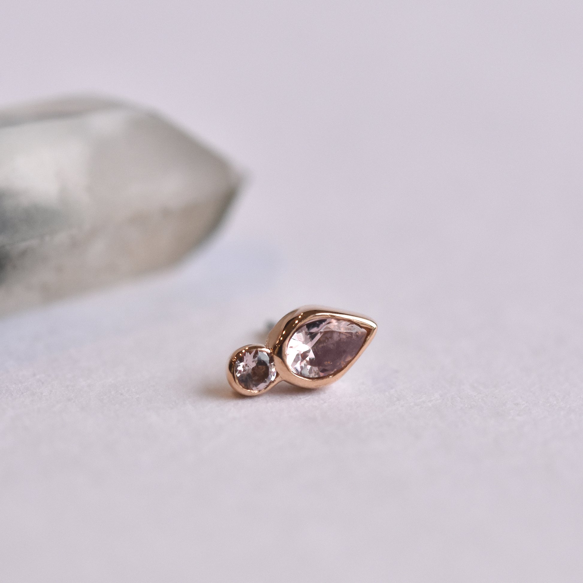 Icon End - Dusty Morganite CZ - Pressure Fit End Only-body jewelry-Anatometal-