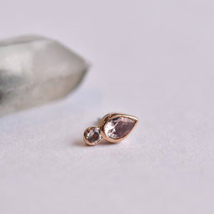 Icon End - Dusty Morganite CZ - Pressure Fit End Only